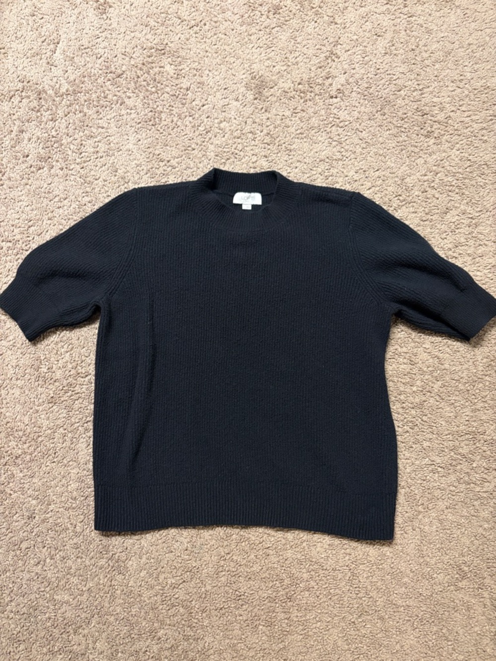 LOFT Black Crewneck Short-Sleeve Sweater
